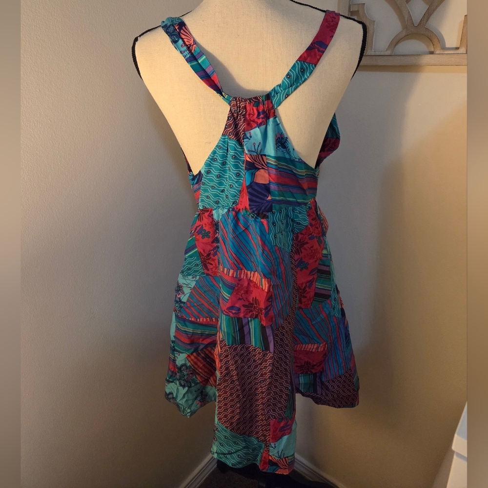 Guess Silk Patchwork Bright Multi Color Dress - image 3
